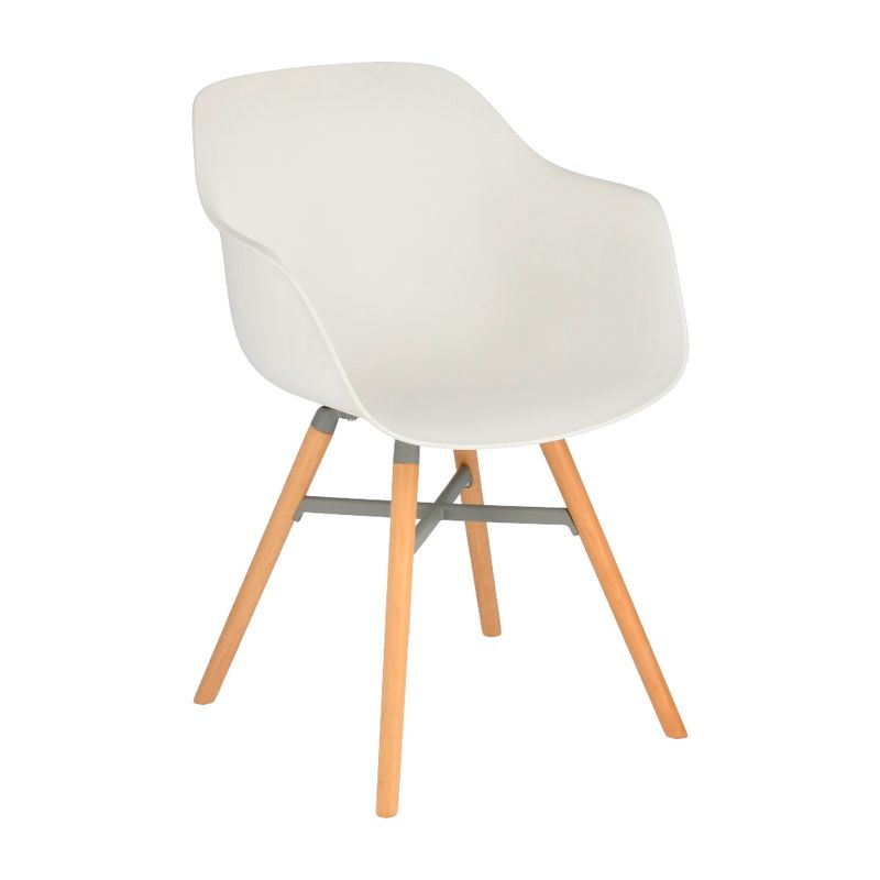 Silla Plástico y Madera Alta con patas de madera 57x56x81 cm