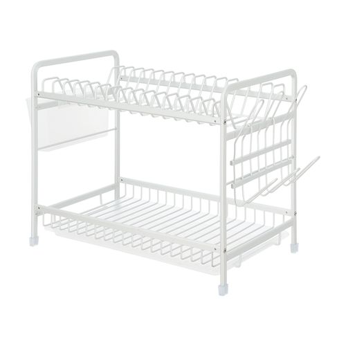 Secaplatos 2 pisos Aluminio Pequeño con Bandeja y Escurre Cubiertos 51x24,5x34 cm