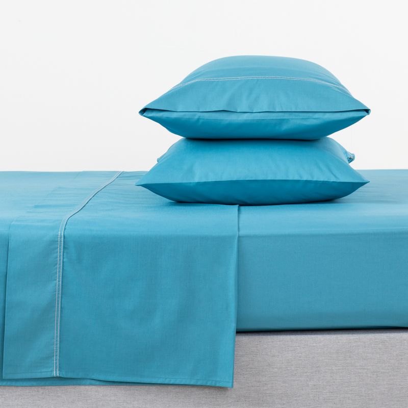 Sábana encimera algodón 144 hilos azul cama 105 cm