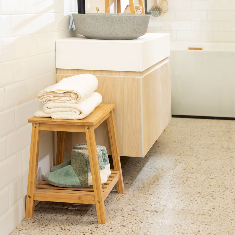 Banca Organizadora de baño MDF y Madera Bambú - Casaideas Colombia