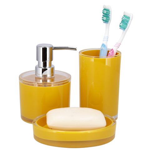 Set accesorios de baño acrílico amarillo