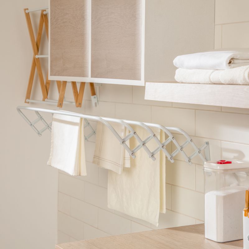 UVCMDUI Tendederos de Pared, Tendal Plegable Montado con Toallero Oculto  Giratorio 180, Bi-Plegable Tenderete Balcon para Lavandería, Dormitorio,  Baño : : Hogar y cocina