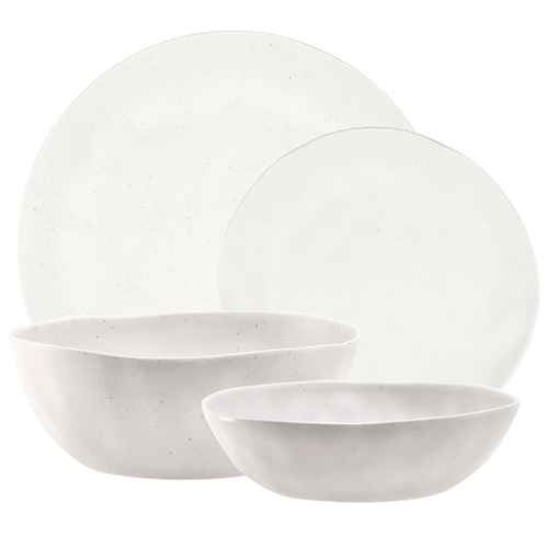 Set juego de loza blanco melamina colección