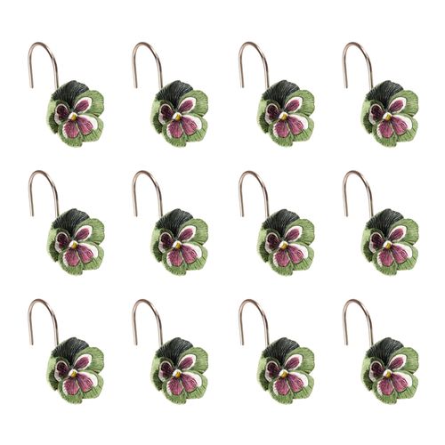 Set 12 Ganchos Cortina de Baño Flor