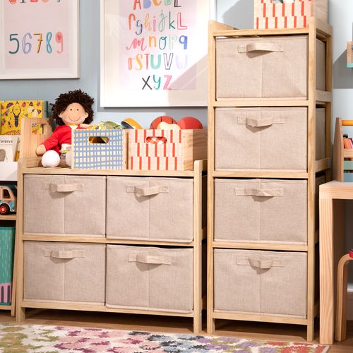 Mueble de Madera Pino Cajonera Textil 4 Niveles 35,6x104x37 cm