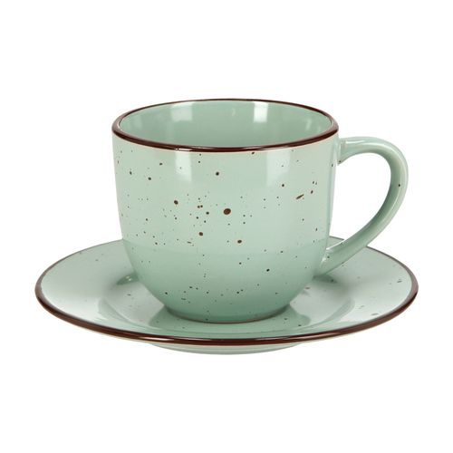 Taza Té Stoneware con Plato Rústico Color 220 ml