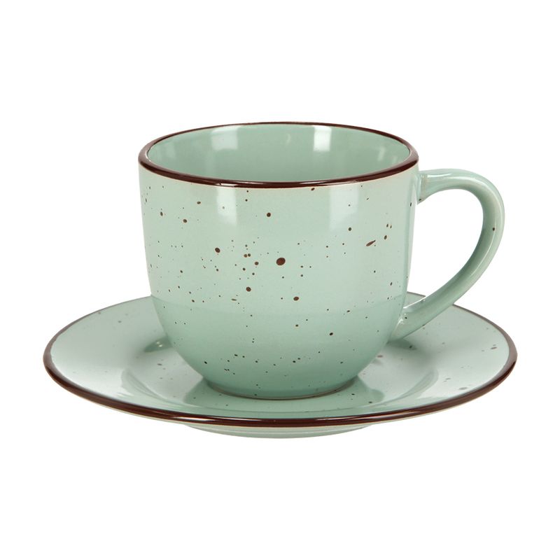 Set 4 Tazas de Té Stoneware con Plato 240 ml verde - Casaideas Peru