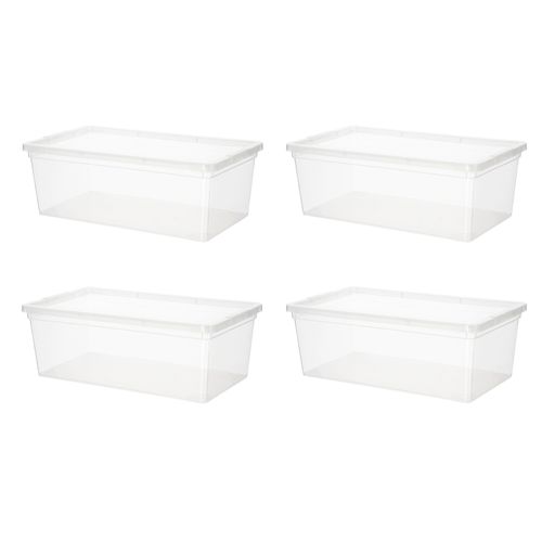 Set 4 Cajas de Plástico Polipropileno con Tapa 33,5x19x12 cm