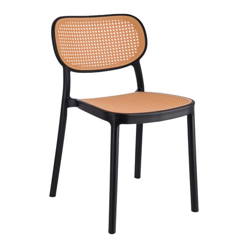 Silla de Plástico con Rattan 41x53x85cm