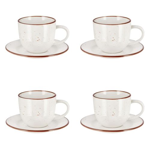 Set 4 Tazas de Té con Plato Rústico
