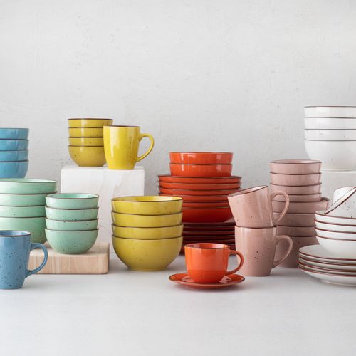 Set 4 Tazas de Té con Plato Rústico