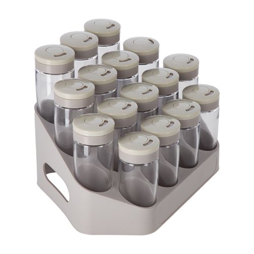 Set 16 Especieros con Rack Tipo Escalera 10,8x16x25,9 cm