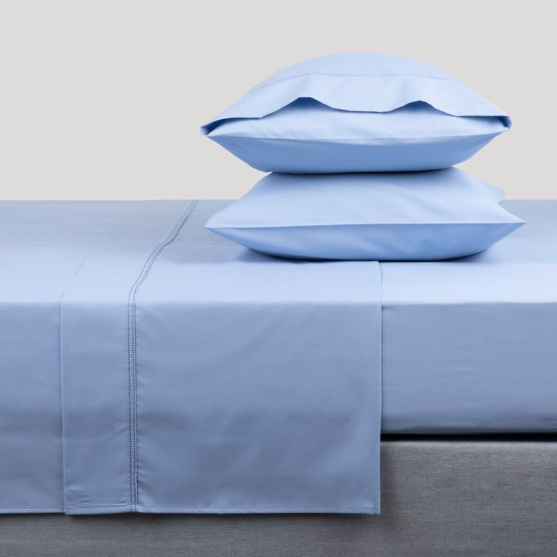 Sábana encimera algodón 144 hilos azul cama 105 cm