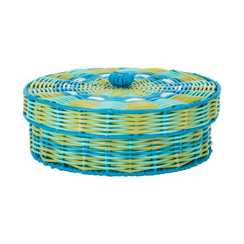 Canasto Decorativo Tejido Multicolor ø28x10 cm