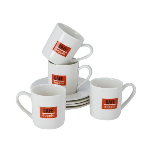 Set 4 Tazas Porcelana con Platito para Expreso
