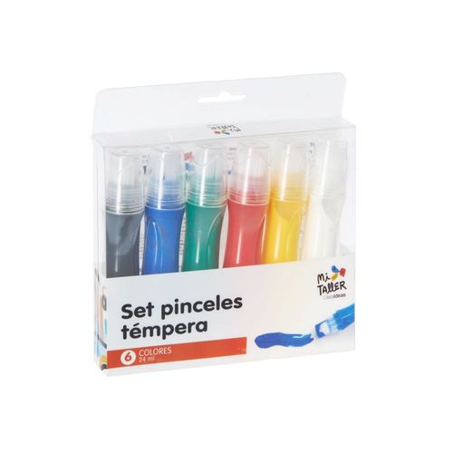 Set 6 Pinceles Temperas de colores Ø15x2,6 cm