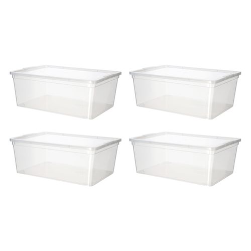 Set 4 Cajas Plástico con Tapa 34x19x12 cm