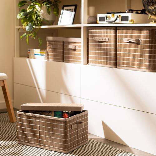 Caja Organizadora Bambú Plegable con Tapa 39x29,5x22 cm