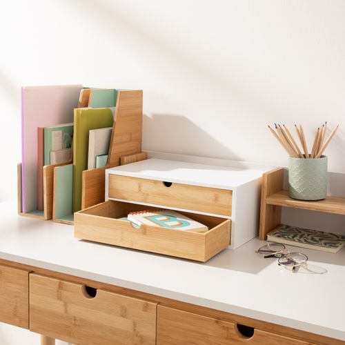 Cajonera MDF y Bambú 2 Cajones 33x25x12,5