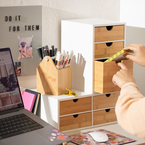 Cajonera MDF - Bambú 3 Cajones 16,7x21,2x27,6 cm