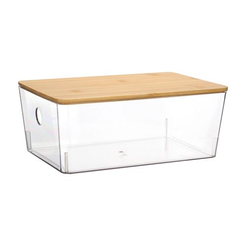 Caja Organizadora Transparente con Tapa Bambú 3,8 l