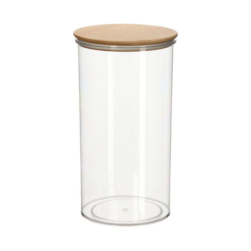 Caja Acrílica Organizadora Redondo con Tapa Bambú 20,5x11 cm