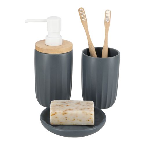 Set accesorios de baño cerámica gris medio