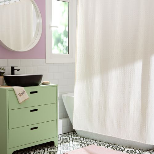 Cortina de Baño Algodón con Tejido Wafle