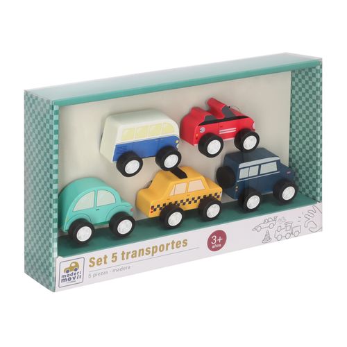 Set 5 Autos de Madera para Carretera