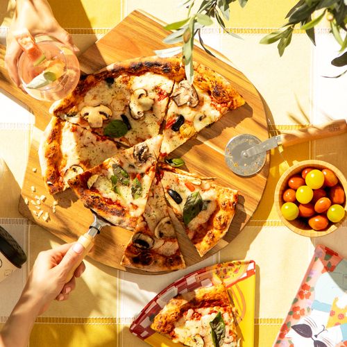 Tabla Pizza de Madera con mango 38x1,5 cm