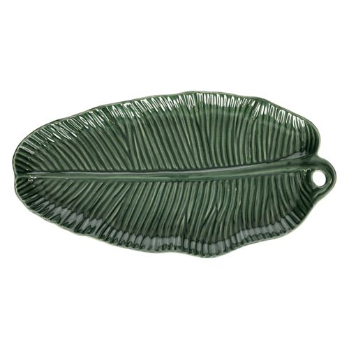 Plato Cerámica Ensalada con Forma de Hoja 47,5x19,5x3 cm