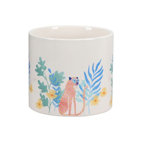 Maceta de Cerámica con Diseño Floral