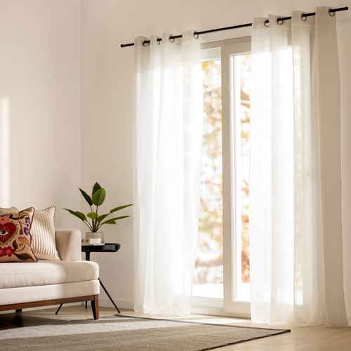 Set 2 Cortinas Visillo Liso con Ojetillos