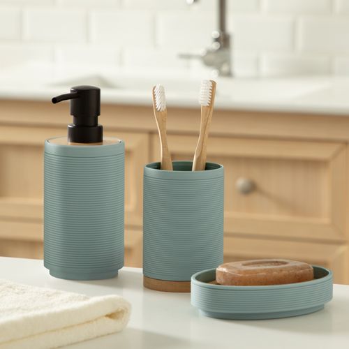 Dispensador Jabón de Plástico y Bambú 330 ml