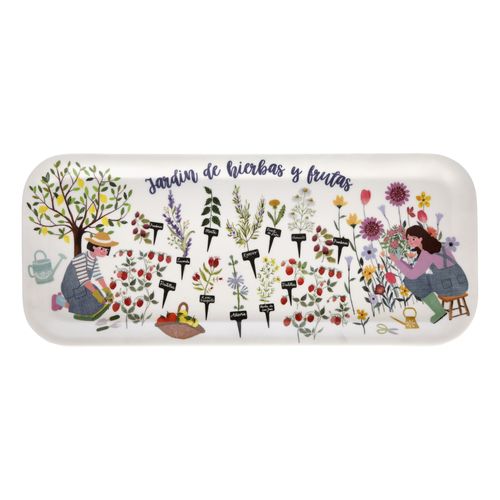 Bandeja Melamina Rectangular con Diseño 38,1x16x1,4 cm