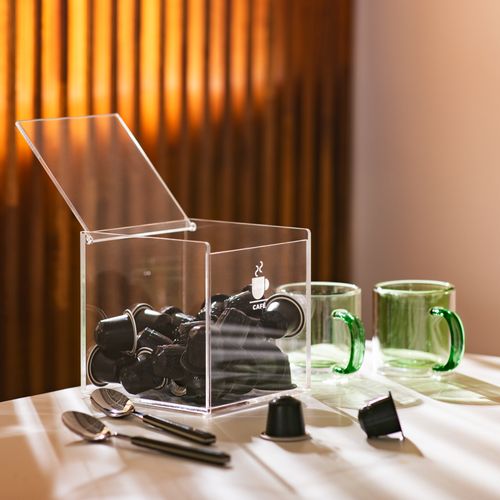 Contenedor Acrílico para Cápsulas de Café 13x13x13 cm
