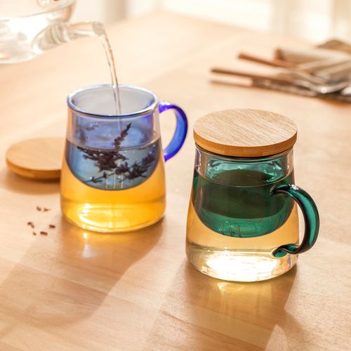 Mug de Vidrio Doble Muro con Infusor Color 400 ml