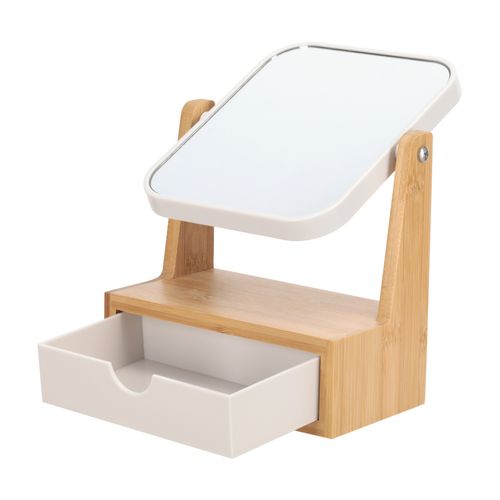 Espejo de Baño con Cajonera de Bambú 16,2x7,8x26 cm