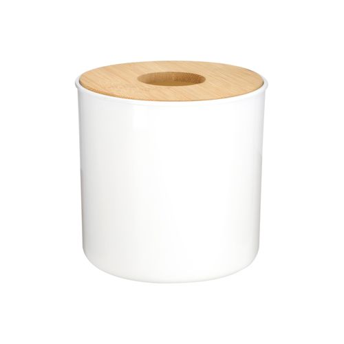 Porta Rollo de Plástico con Tapa de Bambú Ø16 x 16 cm