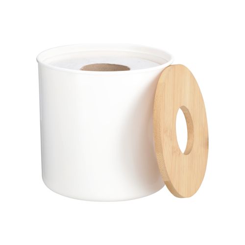 Porta Rollo de Plástico con Tapa de Bambú Ø16 x 16 cm