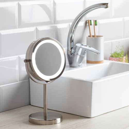 Espejo Pedestal Metal Luz Led 5X