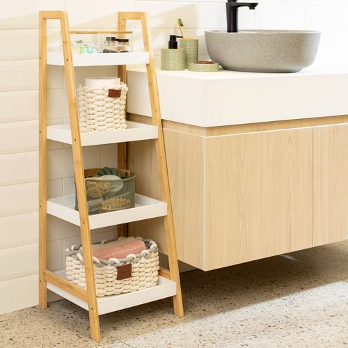 Repisa MDF y Madera Bambú Tijera 4 niveles 34x35x98 cm