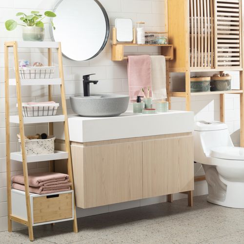 Estante Bambú de 5 Niveles con cajón 35x24x130 cm