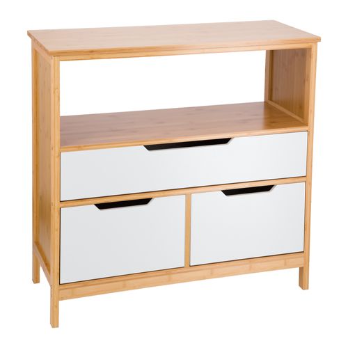 Mueble MDF y Bambú con 3 Cajones 80x32x80cm