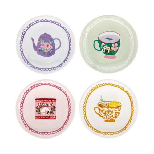 Set 4 Platitos para Bolsas de Té Ø 7x1,5 cm