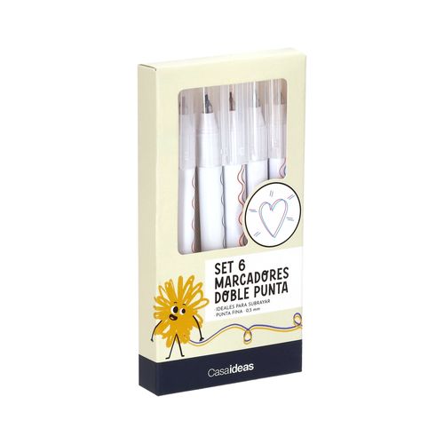 Set 6 Plumones Doble Linea