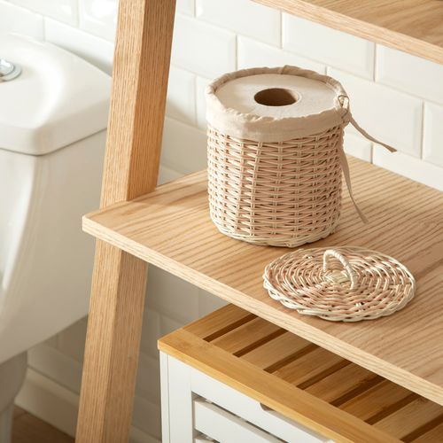 Canasto de Ratán Porta Rollos con Forro Ø16 x 16 cm