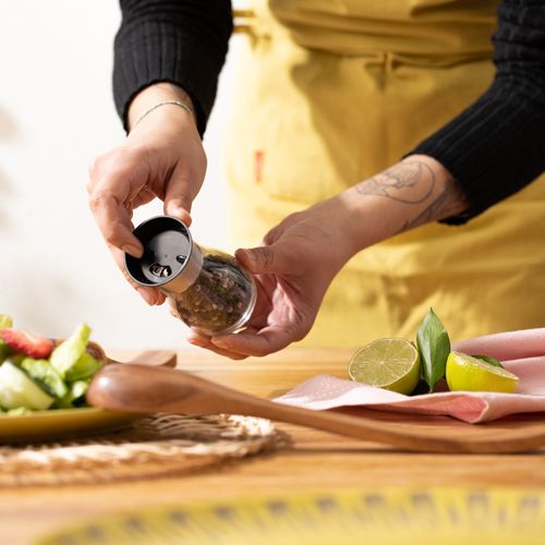 Salero Vidrio con Tapa de Plástico PP 125 ml