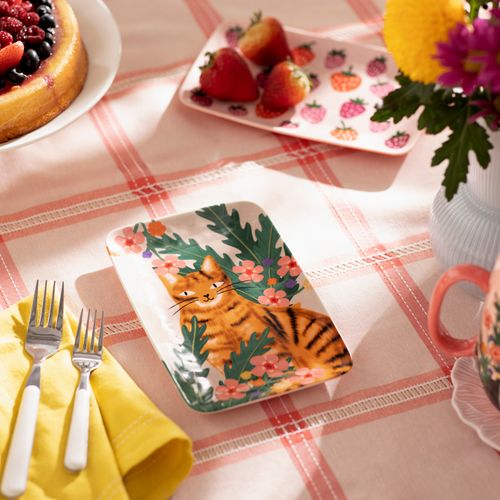 Plato de Cerámica Rectangular con Diseño 20 x 13 cm