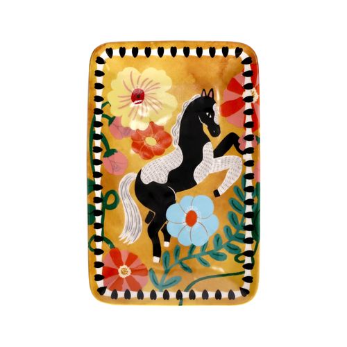 Plato de Cerámica Rectangular con Diseño 20 x 13 cm